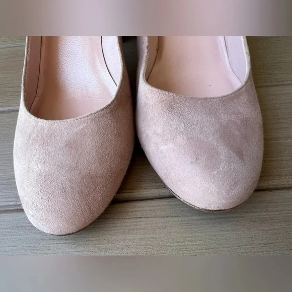 Kate Spade Anastasia Pink Suede Gold Glitter Block Heel Sz 9 - Picture 3 of 12
